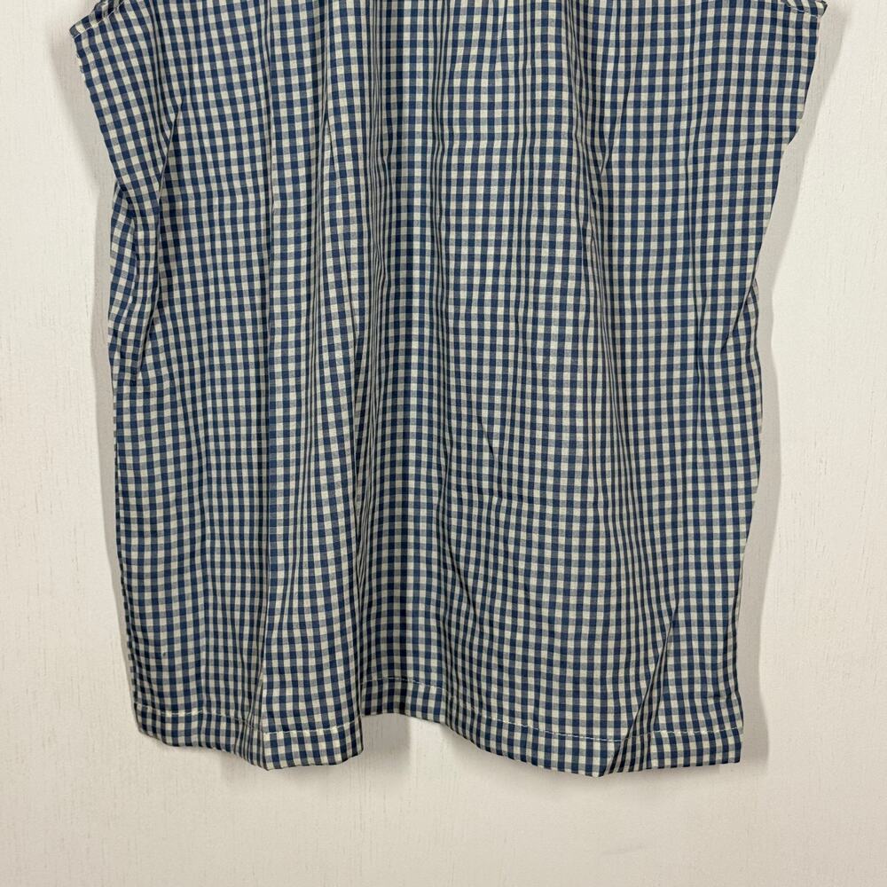Tulip B Women’s Small Blue White Gingham Sleeveless Blouse Ruffle Mock Neck NWT - Picture 6 of 8